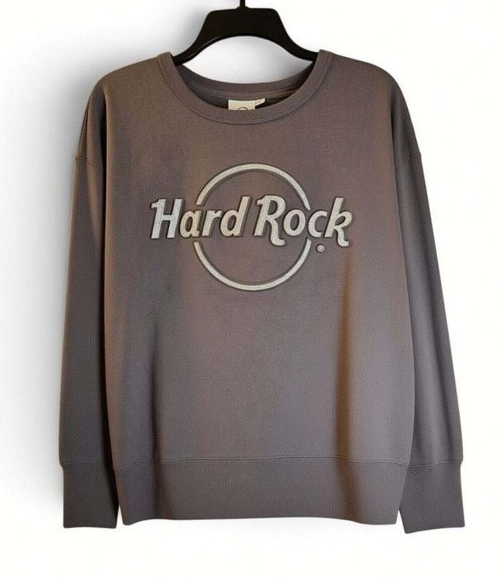 Hard Rock French Terry Logo Crewneck Sweatshirt Gray Size L New with Tags